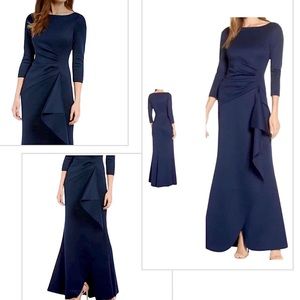 Eliza J | Scuba Pleated 3/4 Sleeve Gown | EUC!! (6)